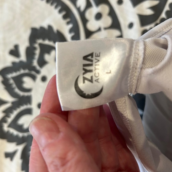 Zyia Active White Mesh Racerback Zipper Sport Bra Top Women's Size L - Picture 5 of 7